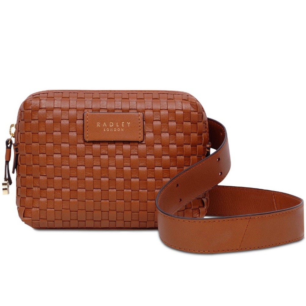 Radley London brown basket weave leather Belt Bag NWT